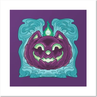 Witch Candle Grinning Pumpkin Posters and Art